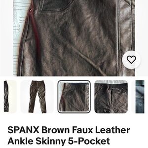 SPANX Chocolate Faux Leather Skinny Pants, size L, NWOT
